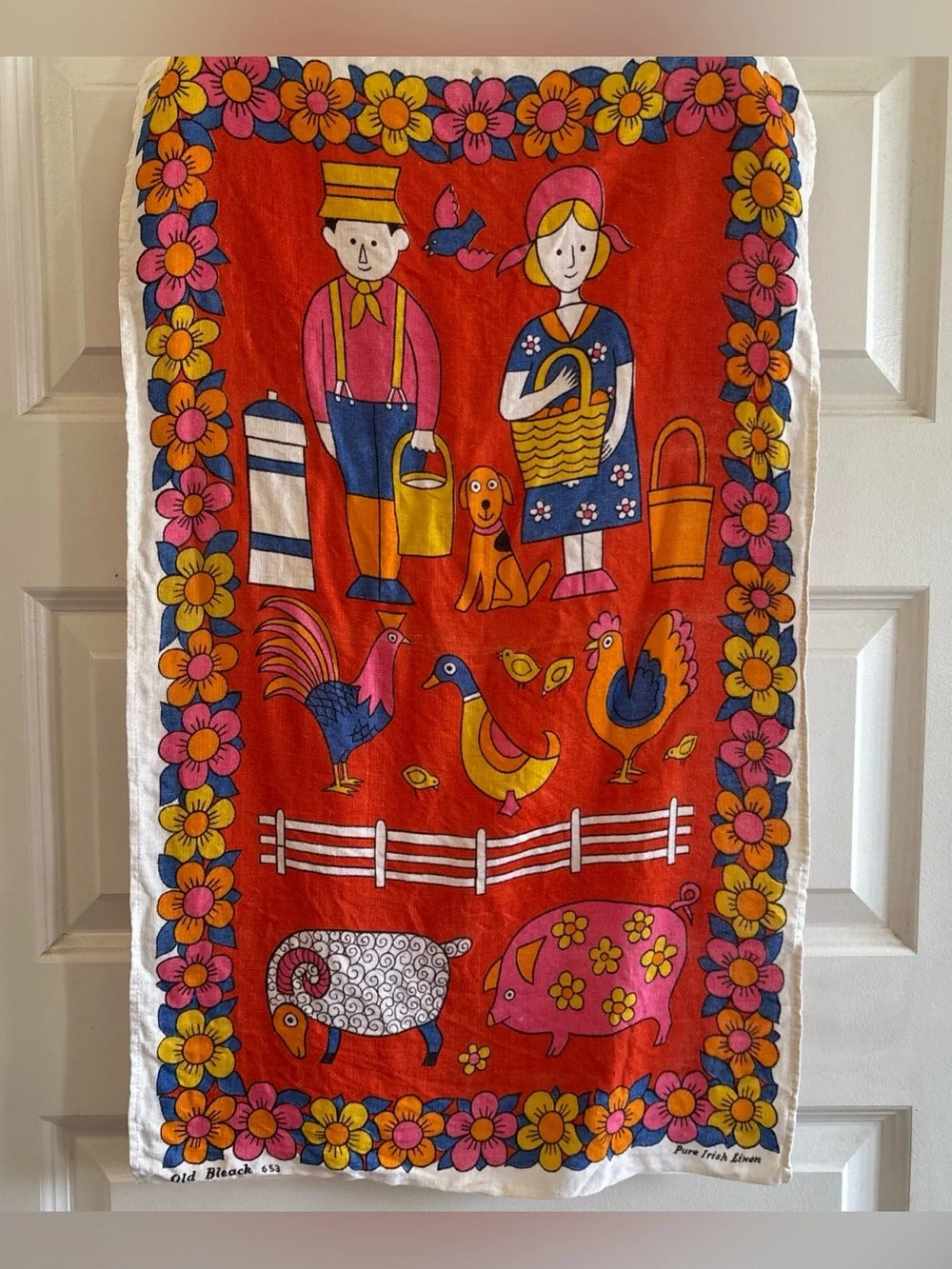 Pure Irish Linen Old Bleach Tea Towel 653 Ireland Approx 29x18 Folk Art Farm MCM